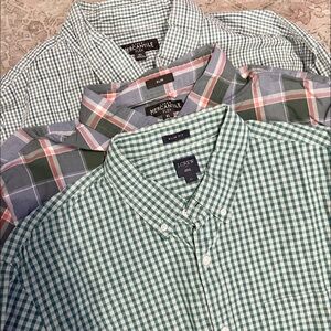 J.Crew Mercantile Plaid Button Down Long Sleeve Shirt Set Of 3 Size XL Slim Flex